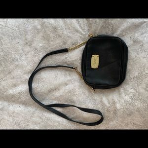 Leather Black and gold small crossbody purse by Michael Kors